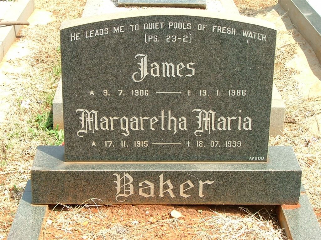 BAKER James 1906-1986 &amp; Margaretha Maria 1915-1998