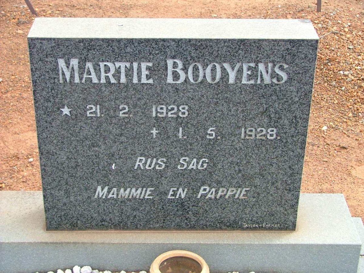 BOOYENS Martie 1928-1928