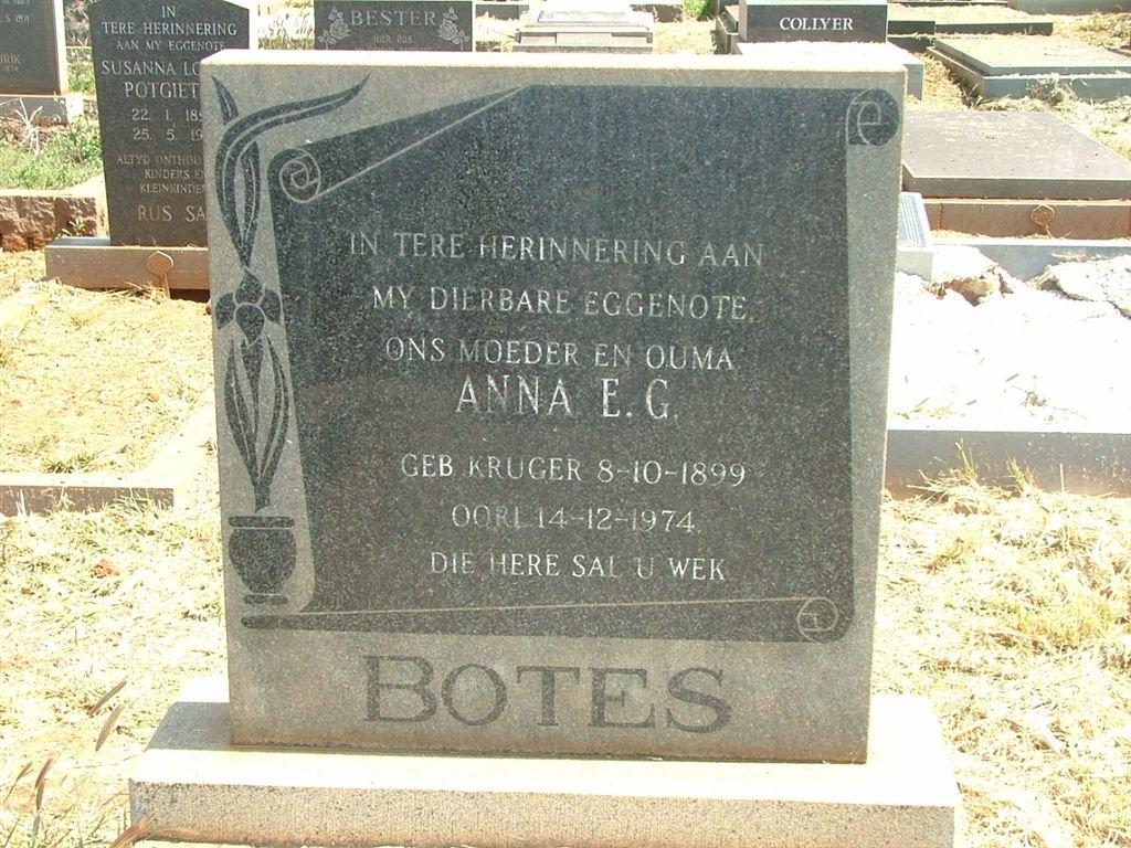 BOTES Anna E.G. nee KRUGER 1899-1974