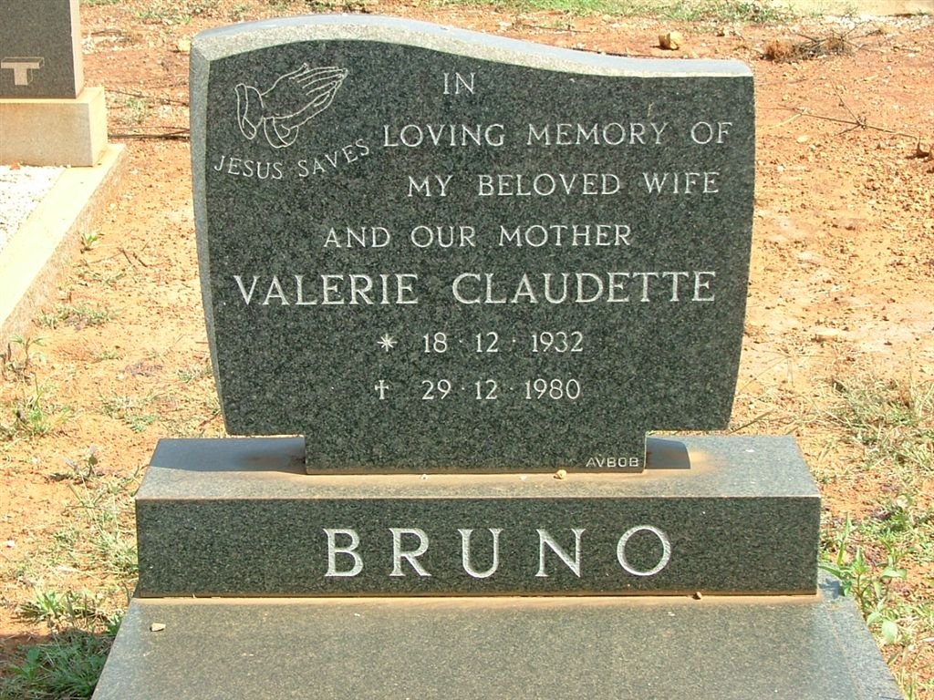 BRUNO Valerie Claudette 1932-1980