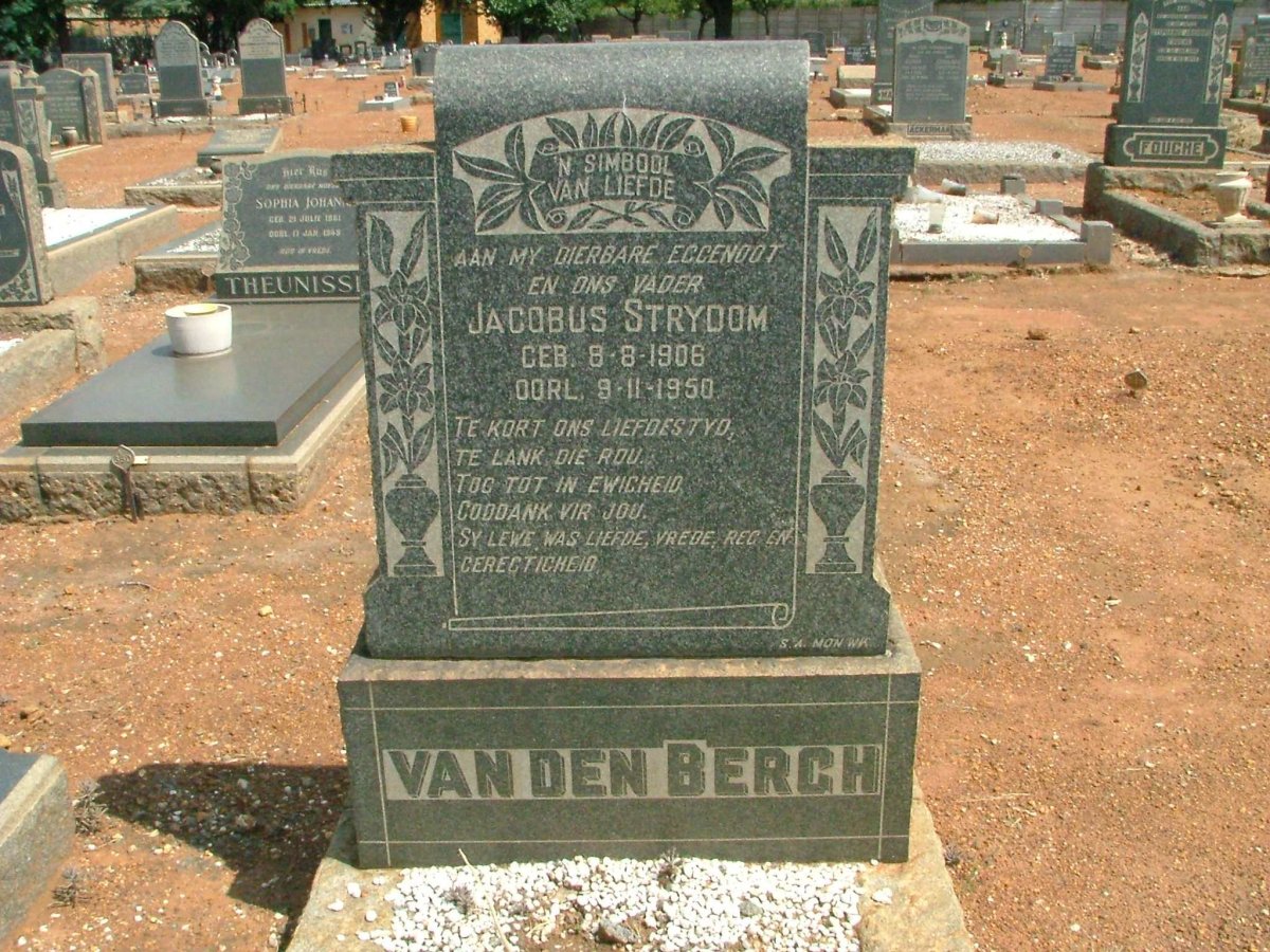 BERGH Jacobus Strydom, van den 1906-1950