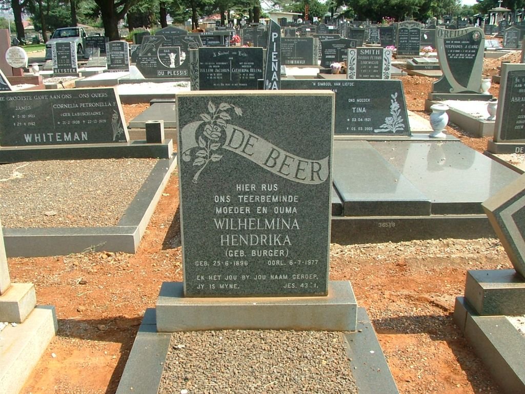 BEER Wilhelmina Hendrika, de nee BURGER 1896-1977