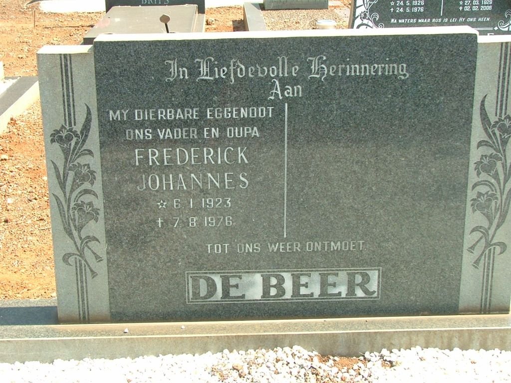 BEER Frederick Johannes, de 1923-1976