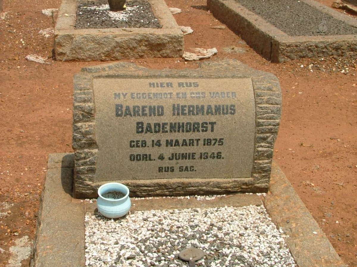 BADENHORST Barend Hermanus 1875-1946
