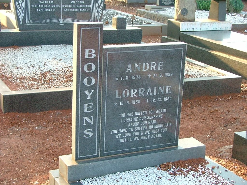 BOOYENS Andre 1974-1998 :: BOOYENS Lorraine 1969-1997