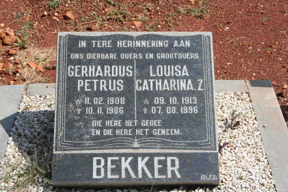 BEKKER Gerhardus Petrus 1908-1986 &amp; Louisa Catharina Z. 1913-1996