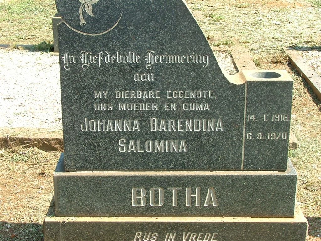 BOTHA Johanna Barendina Salomina 1916-1970