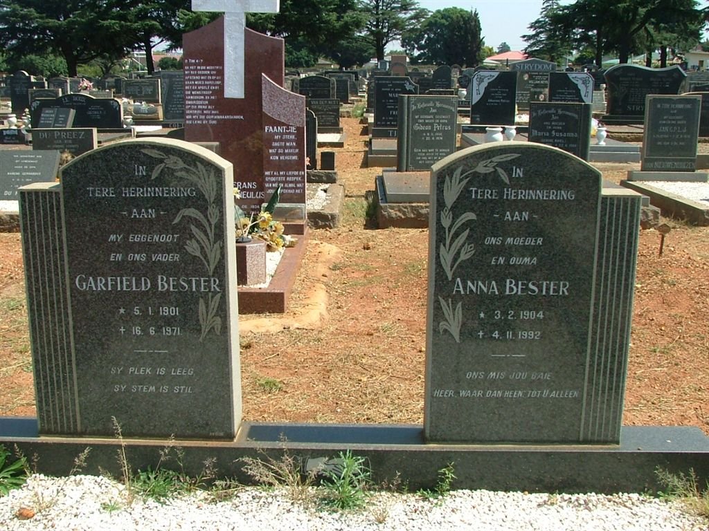 BESTER Garfield 1901-1971 &amp; Anna 1904-1992