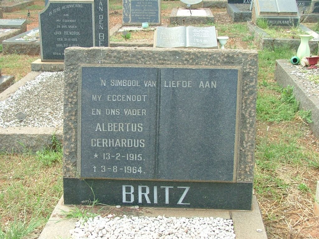 BRITZ Albertus Gerhardus 1915-1964