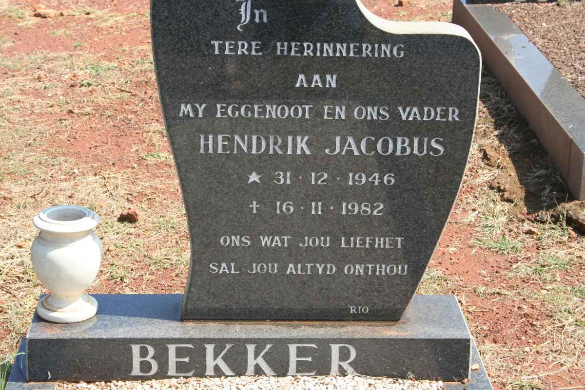 BEKKER Hendrik Jacobus 1946-1982