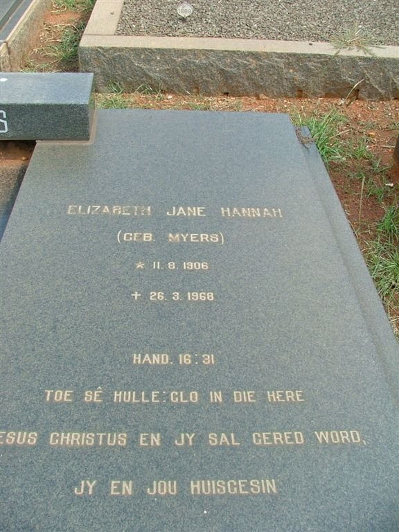 BRITS Elizabeth Jane Hannah nee MYERS 1906-1968