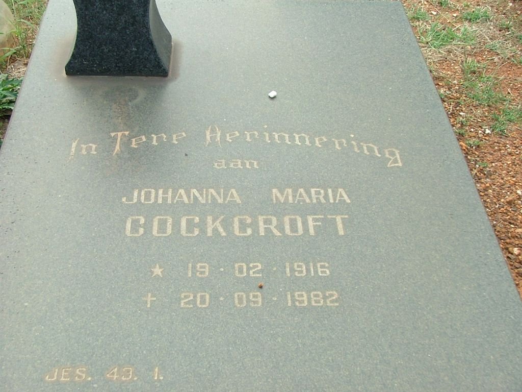 COCKCROFT Johanna Maria 1916-1982