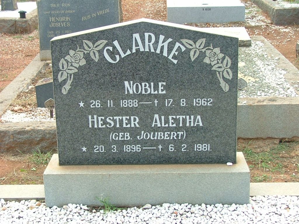 CLARKE Hester Aletha nee JOUBERT 1896-1981