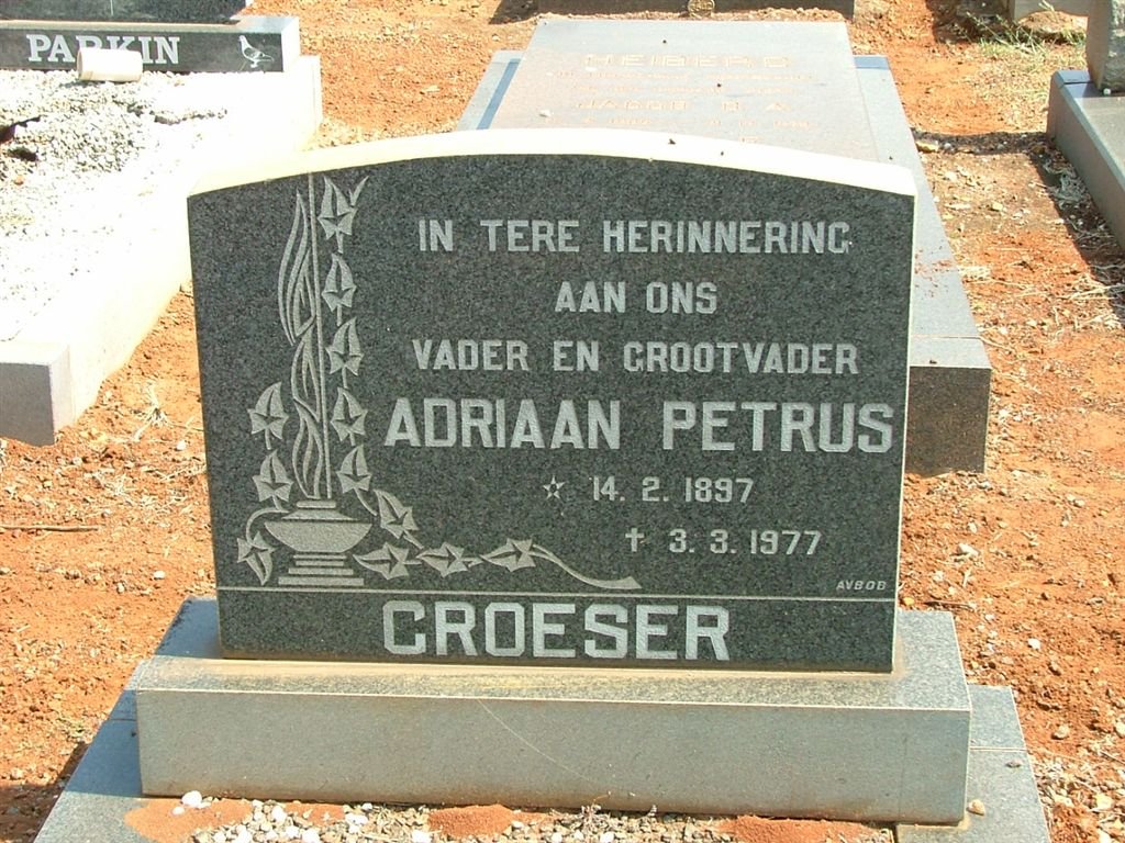 CROESER Adriaan Petrus 1987-1977
