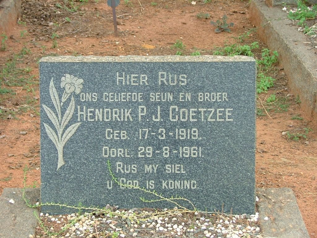 COETZEE Hendrik P.J. 1919-1961