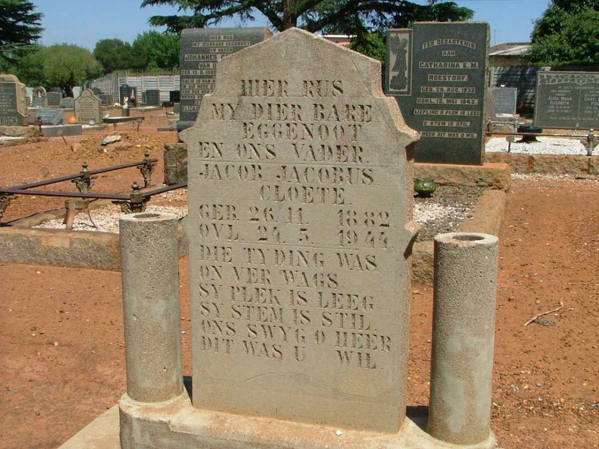 CLOETE Jacob Jacobus 1882-1944