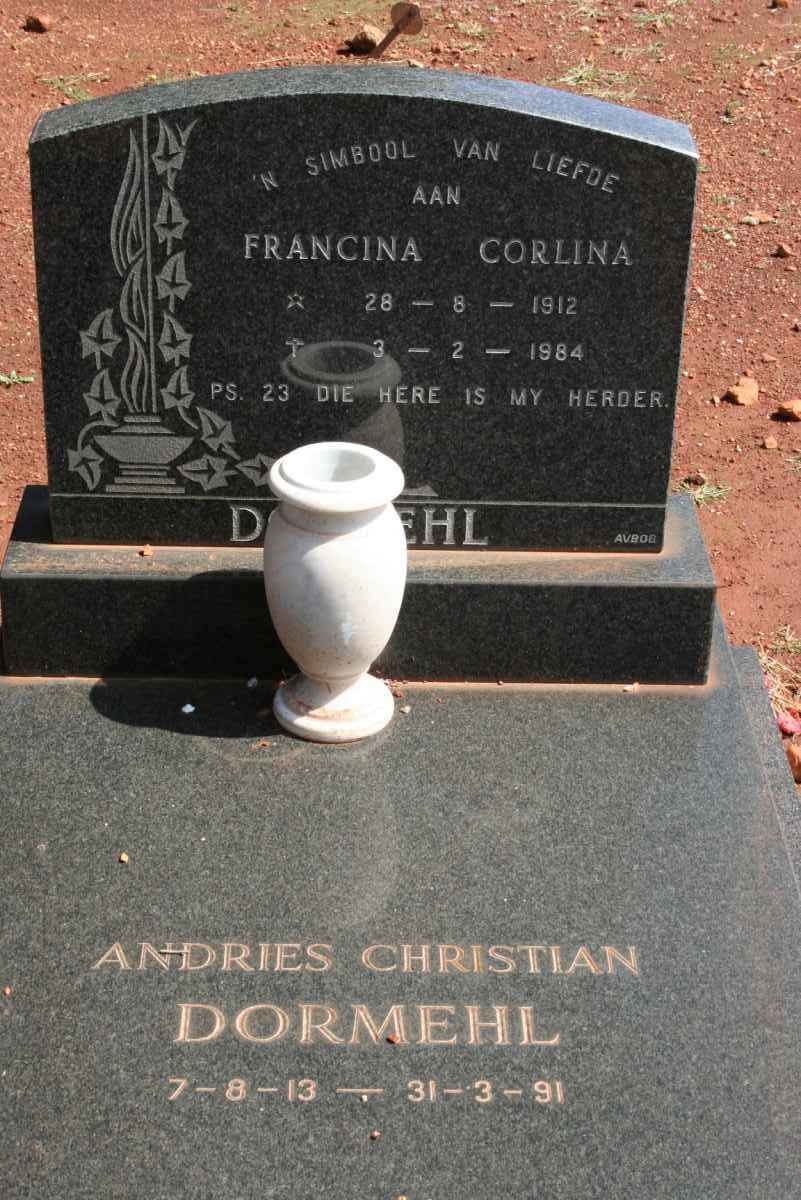DORHMEHL Andries Christian 1913-1991 &amp; Francina Corlina 1912-1984