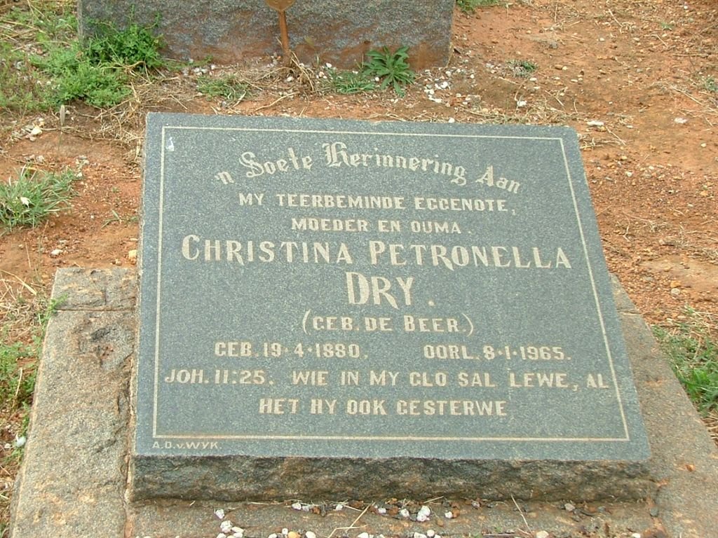 DRY Christina Petronella nee DE BEER 1880-1965