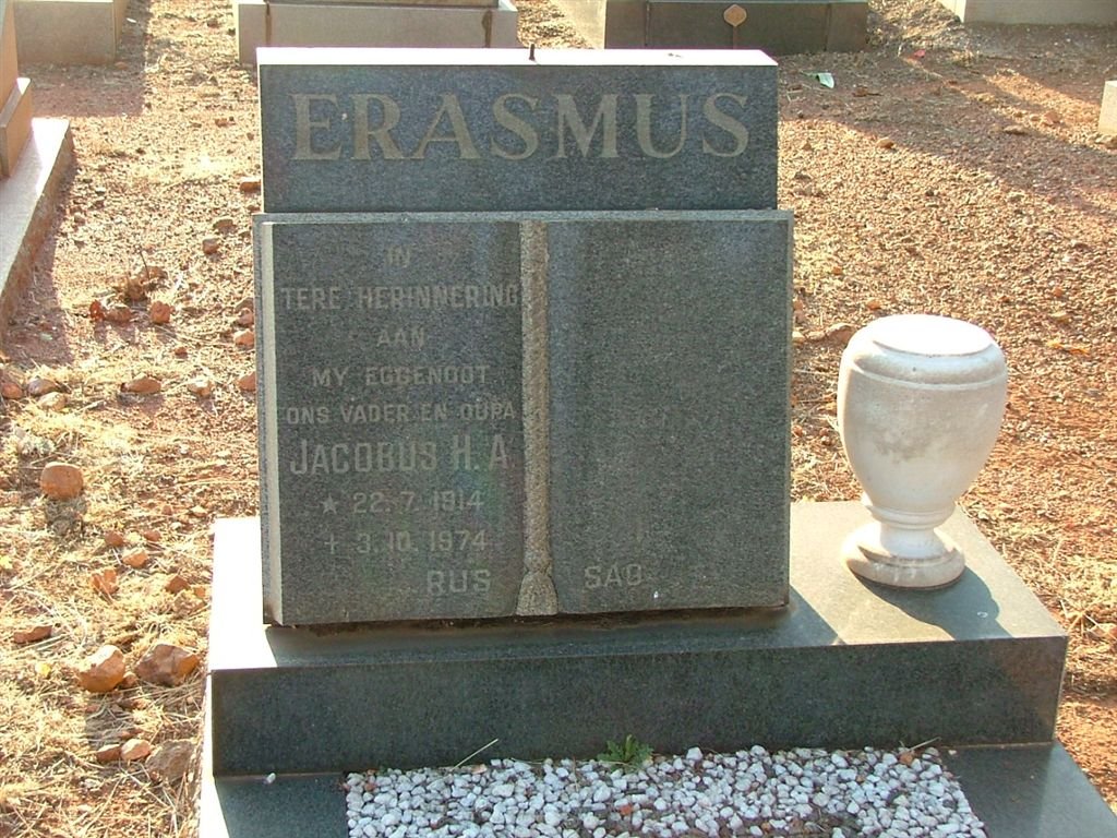 ERASMUS Jacobus H.A. 1914-1974