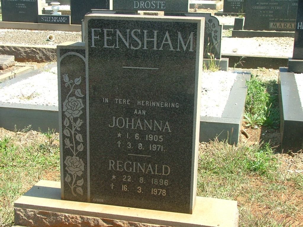 FENSHAM Reginald 1896-1978 &amp; Johanna 1905-1978