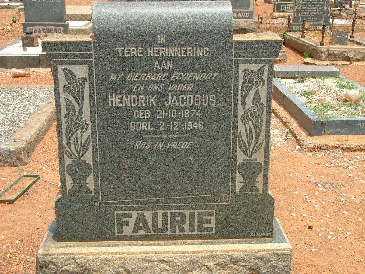 FAURIE Hendrik Jacobus 1874-1946