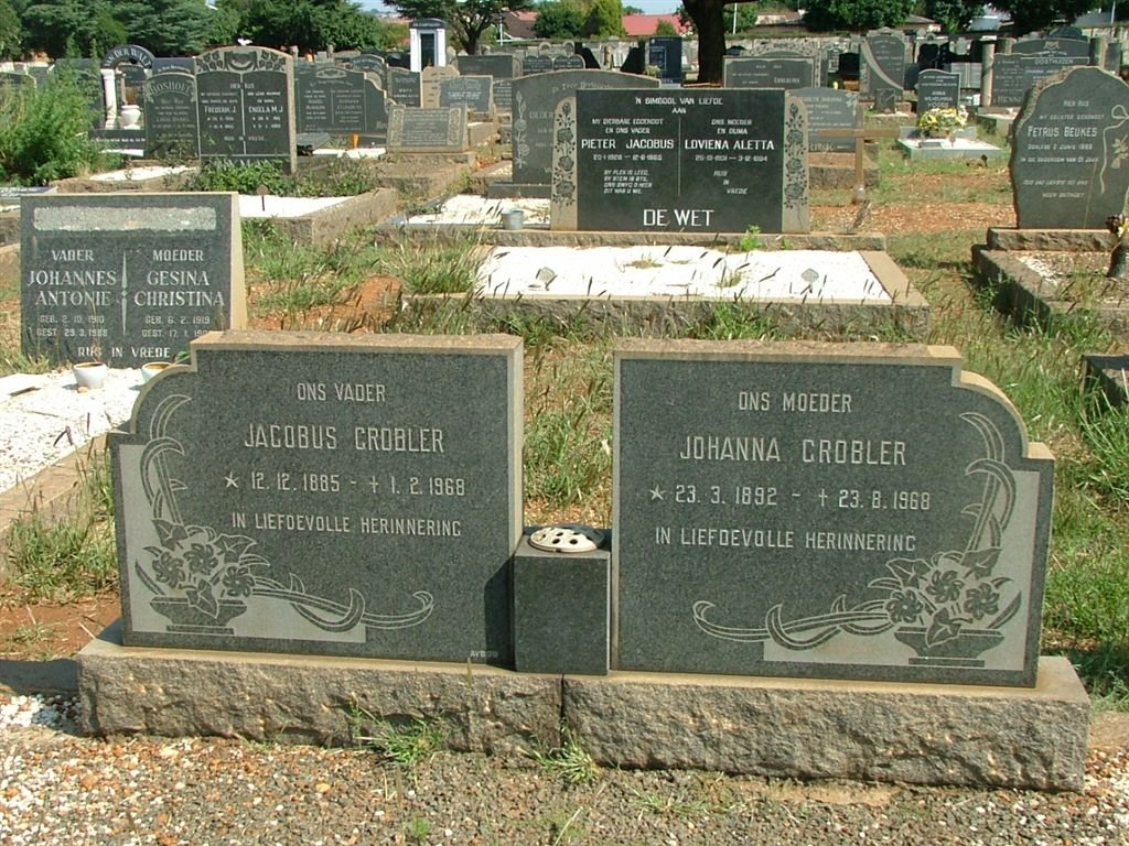 GROBLER Jacobus 1885-1968 &amp; Johanna 1892-1968