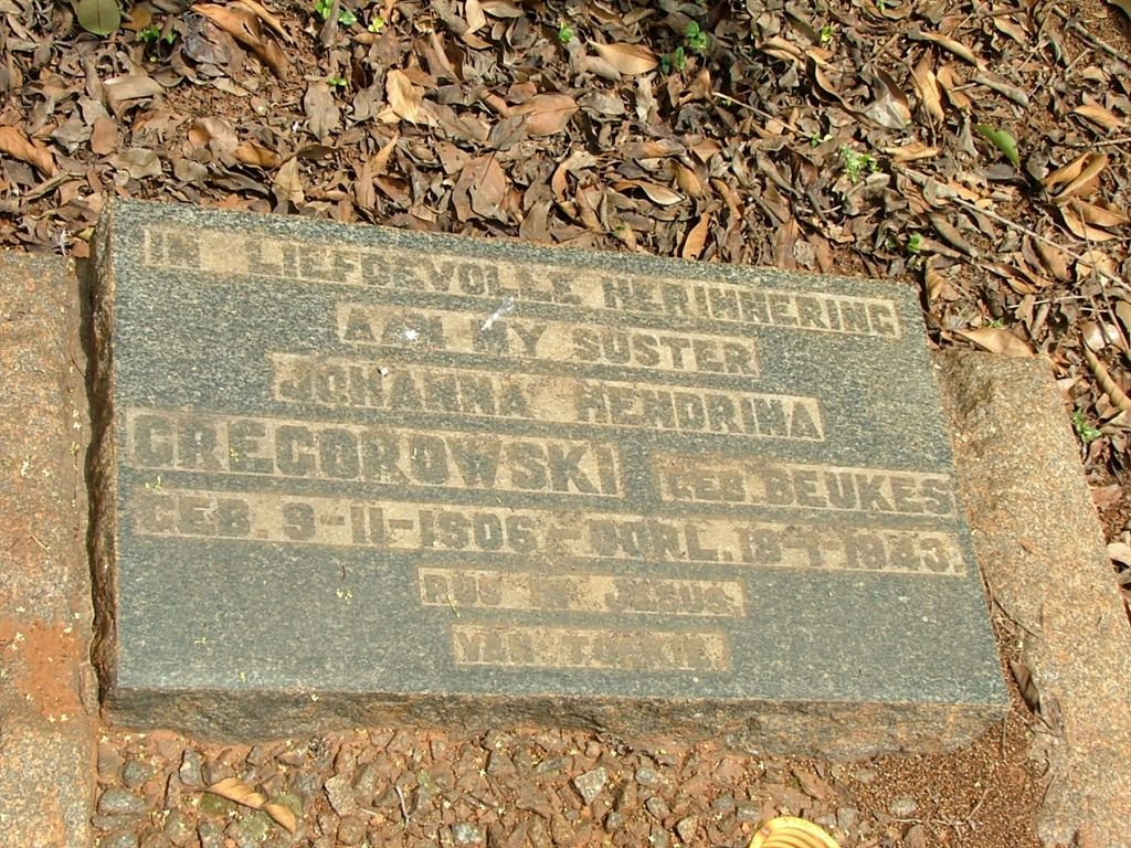 GREGOROWSKI Johanna Hendrina nee BEUKES 1906-1943