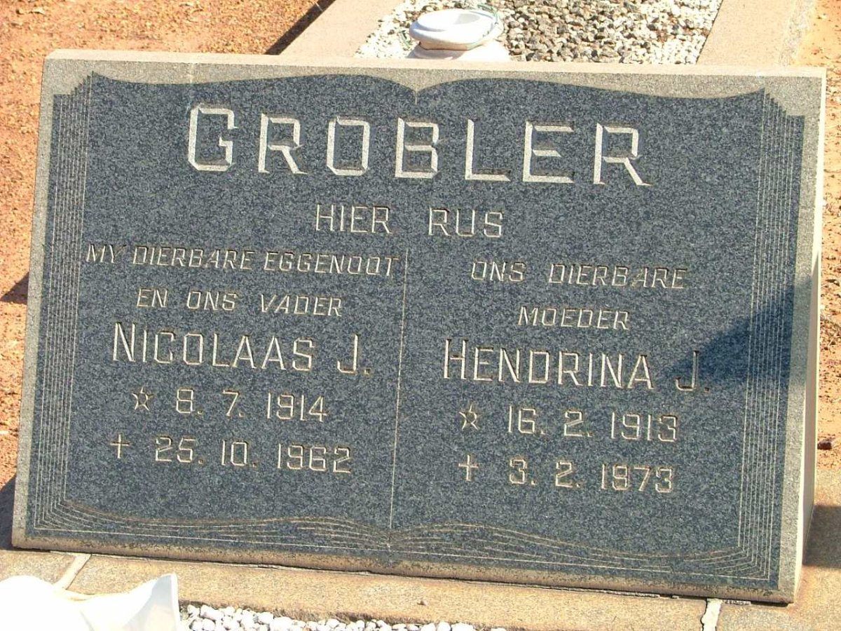 GROBLER Nicolaas J. 1914-1962 &amp; Hendrina J.  1913-1973