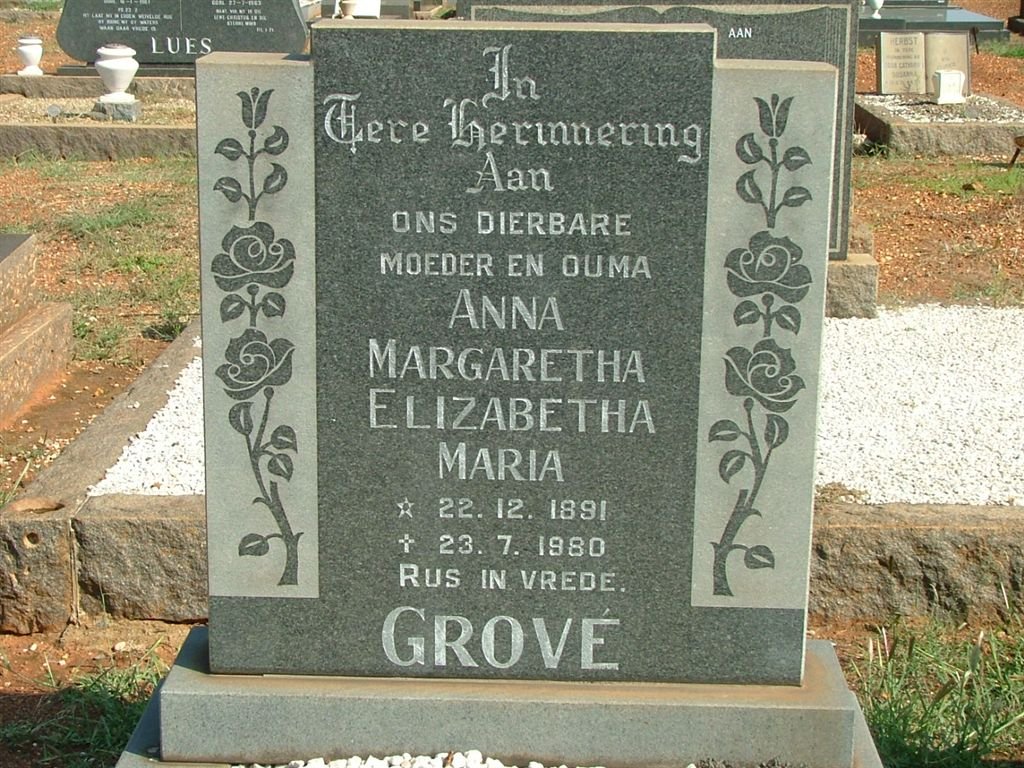 GROVÉ Anna Margaretha Elizabetha Maria 1891-1980