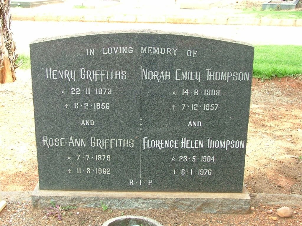 GRIFFITHS Henry 1873-1956 &amp; Rose-Ann 1879-1962