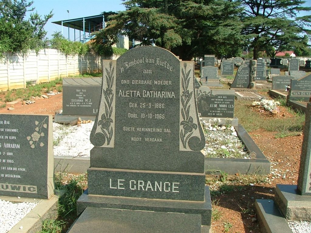 GRANGE Aletta Catharina, le 1886-1965
