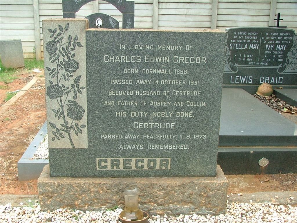 GREGOR Charles Edwin 1898-1951 &amp; Gertrude -1973