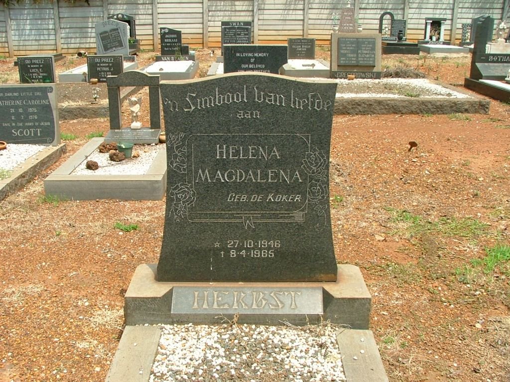 HERBST Helena Magdalena nee DE KOKER 1948-1965
