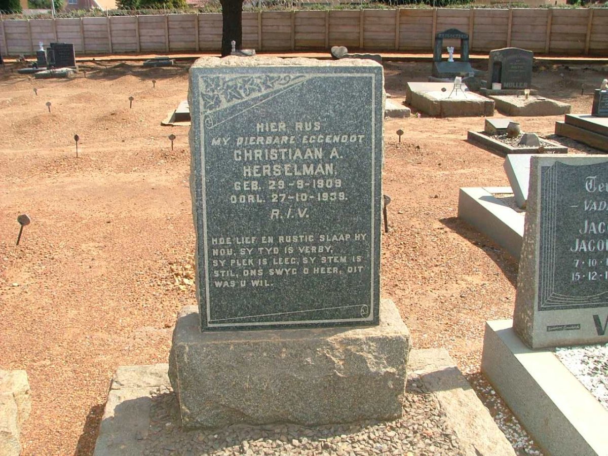 HERSELMAN Christiaan A. 1909-1939