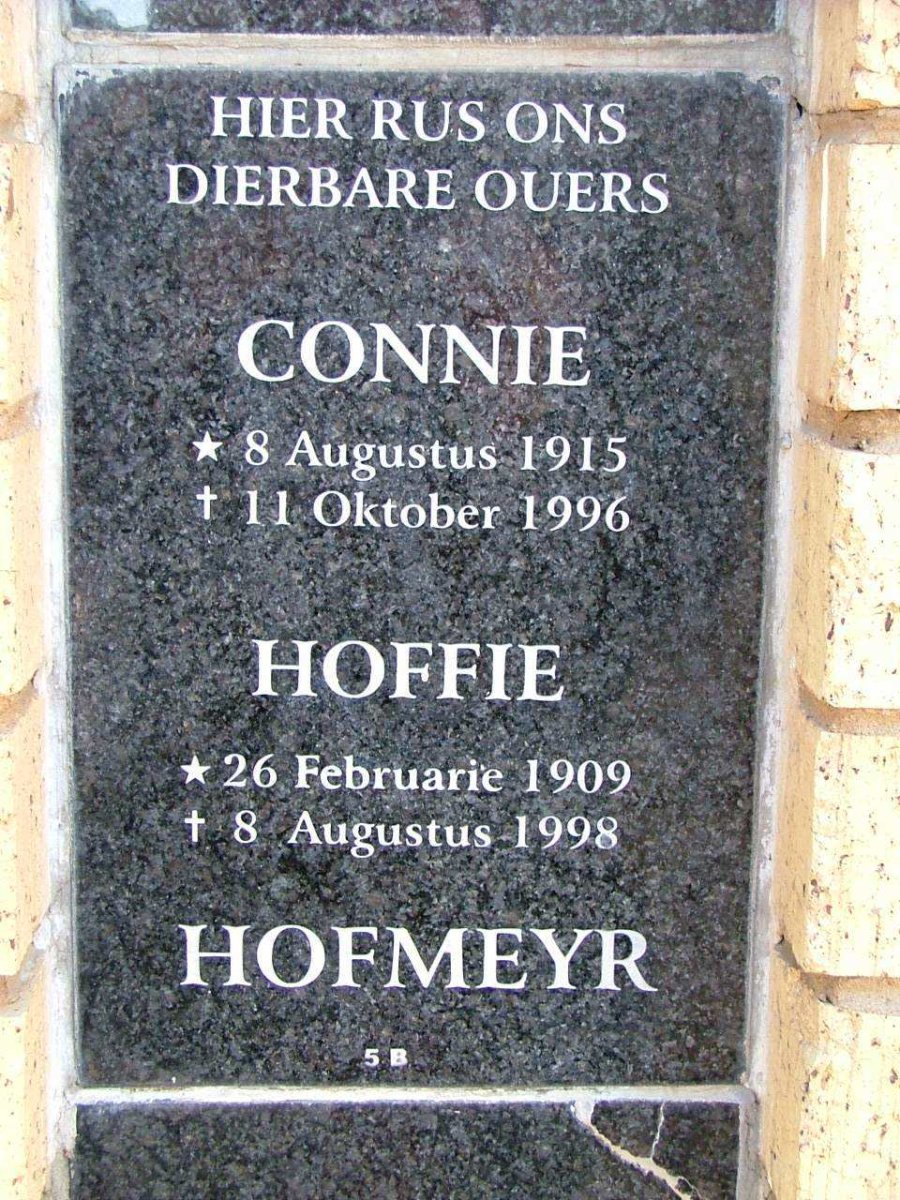 HOFMEYR Hoffie 1909-1998 &amp; Connie 1915-1996