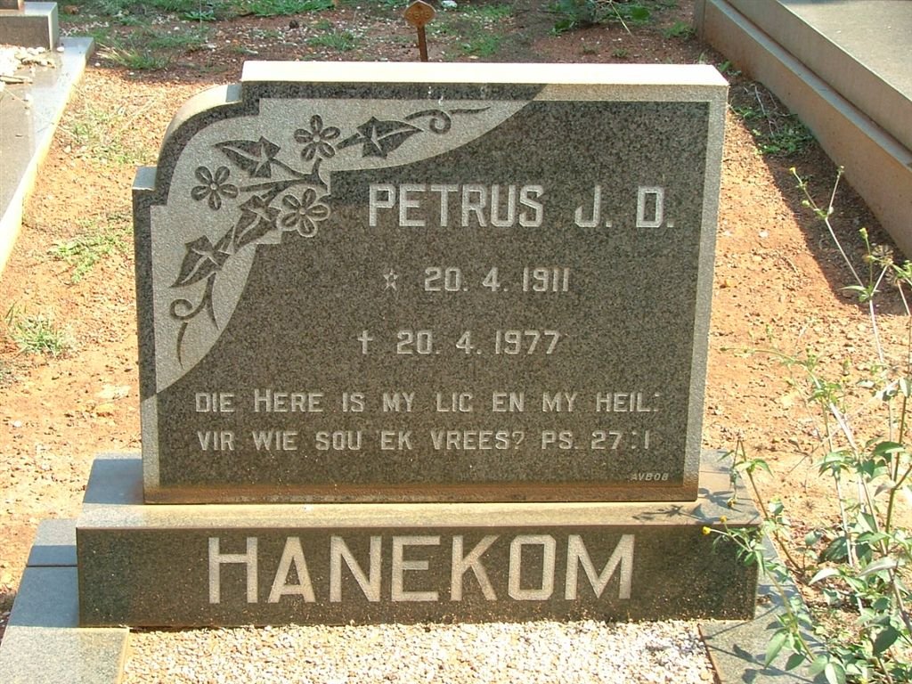 HANEKOM Petrus J.D. 1911-1977