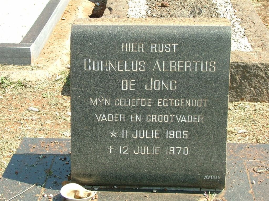 JONG Cornelius Albertus, de 1905-1970