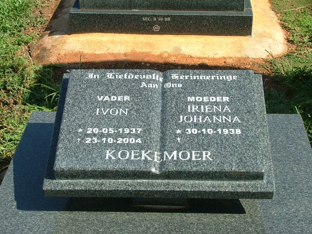 KOEKEMOER Ivon 1937-2004 &amp; Iriena Johanna 1938-