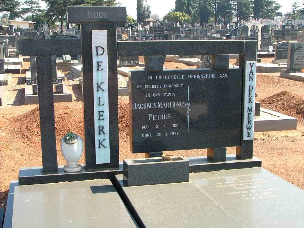 KLERK Jacobus Marthinus Petrus,  de 1931-1977