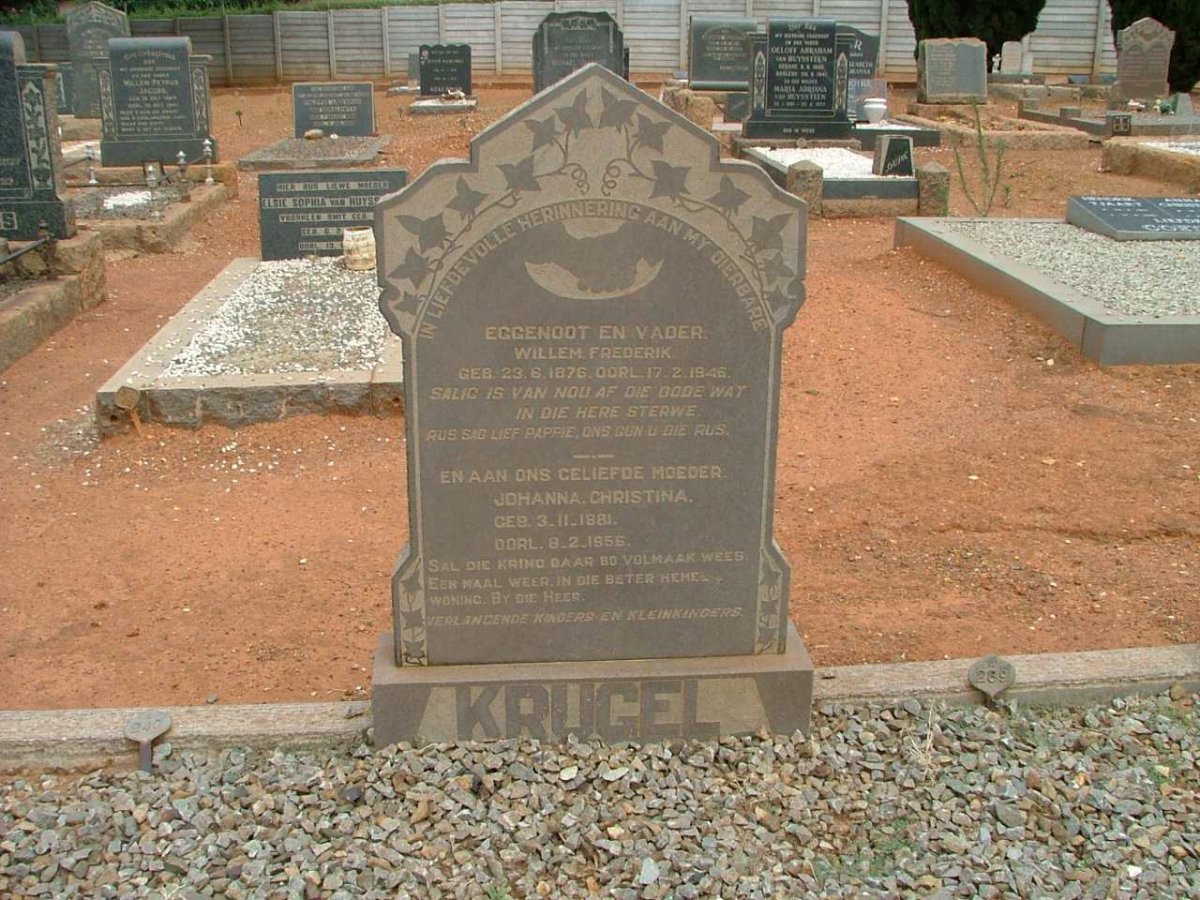 KRUGEL Willem Frederik 1876-1946 &amp; Johanna Christina 1881-1956