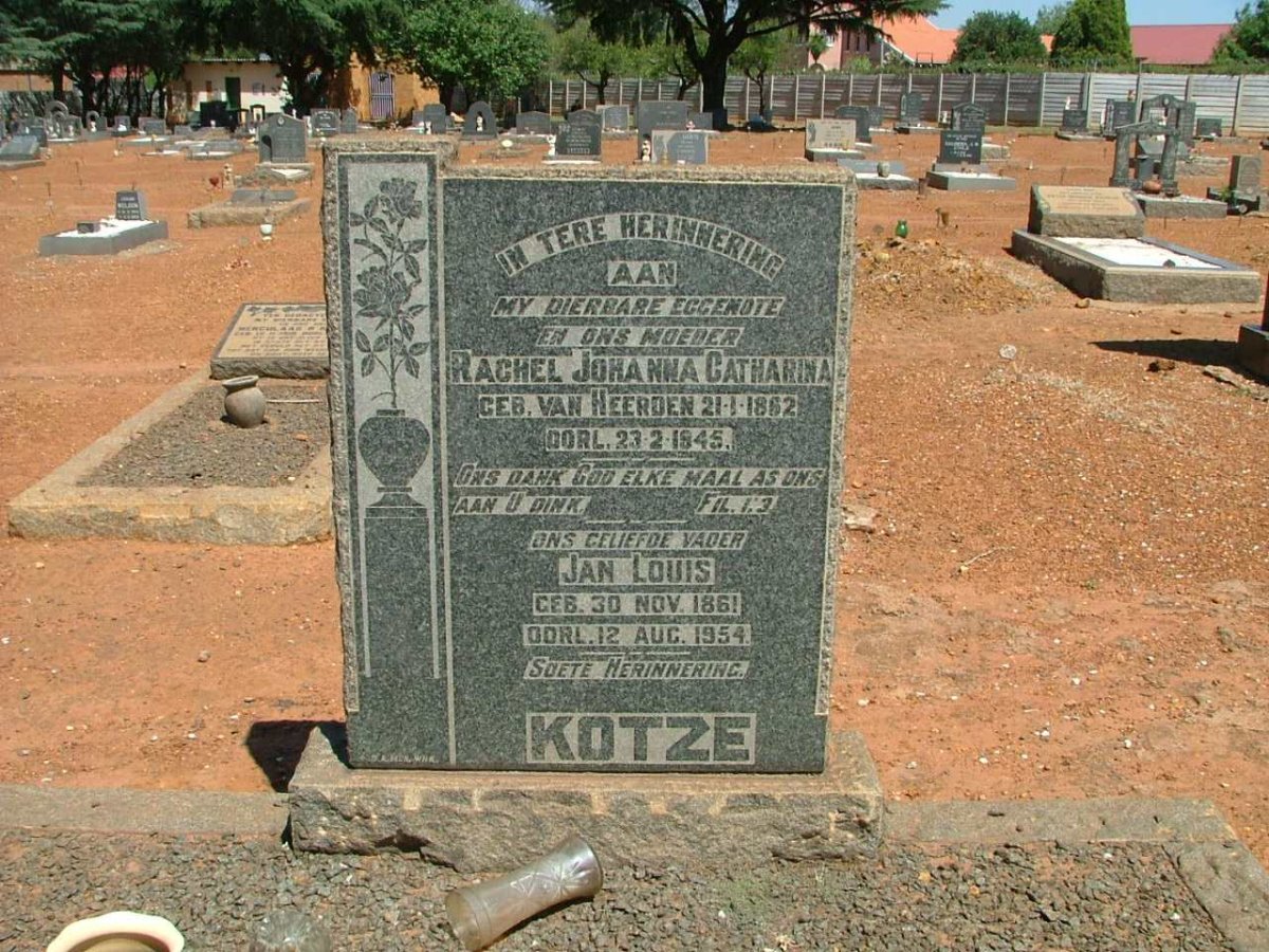 KOTZE Jan Louis 1861-1954 &amp; Rachel Johanna Catharina VAN HEERDEN 1862-1945