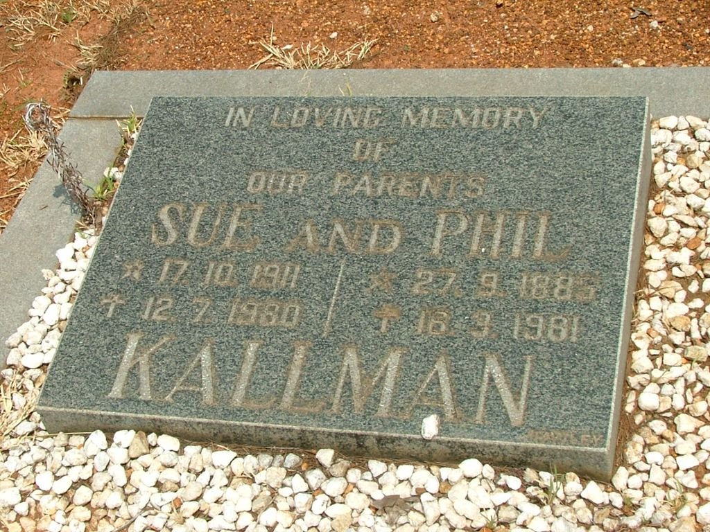KALLMAN Phil 1885-1981 &amp; Sue 1911-1980
