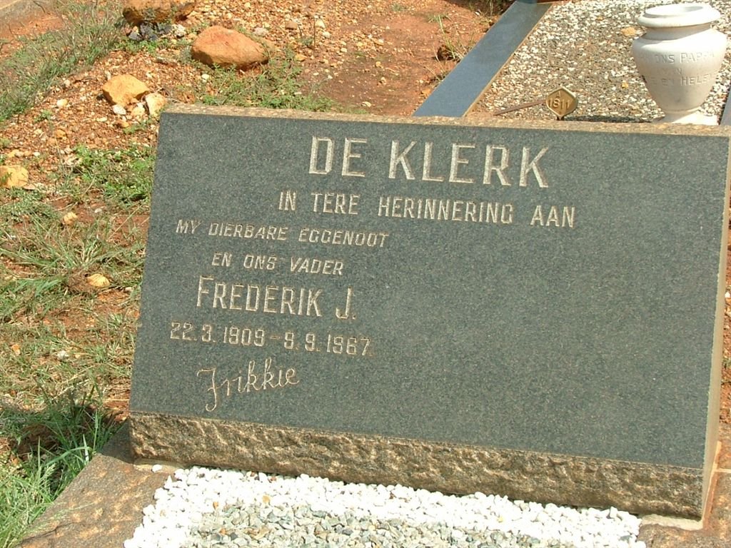 KLERK Fredrik J., de 1909-1967