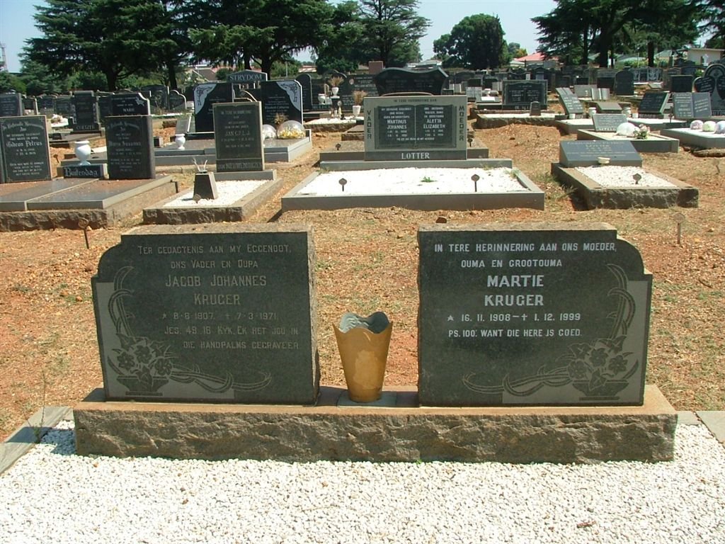 KRUGER Jacob Johannes 1907-1976 &amp; Martie 1908-1999