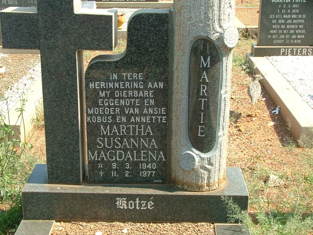 KOTZÉ Martha Susanna Magdalena 1940-1977