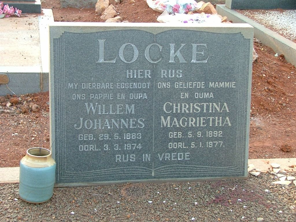 LOCKE Willem Johannes 1883-1974 &amp; Christina Magrietha 1892-1977