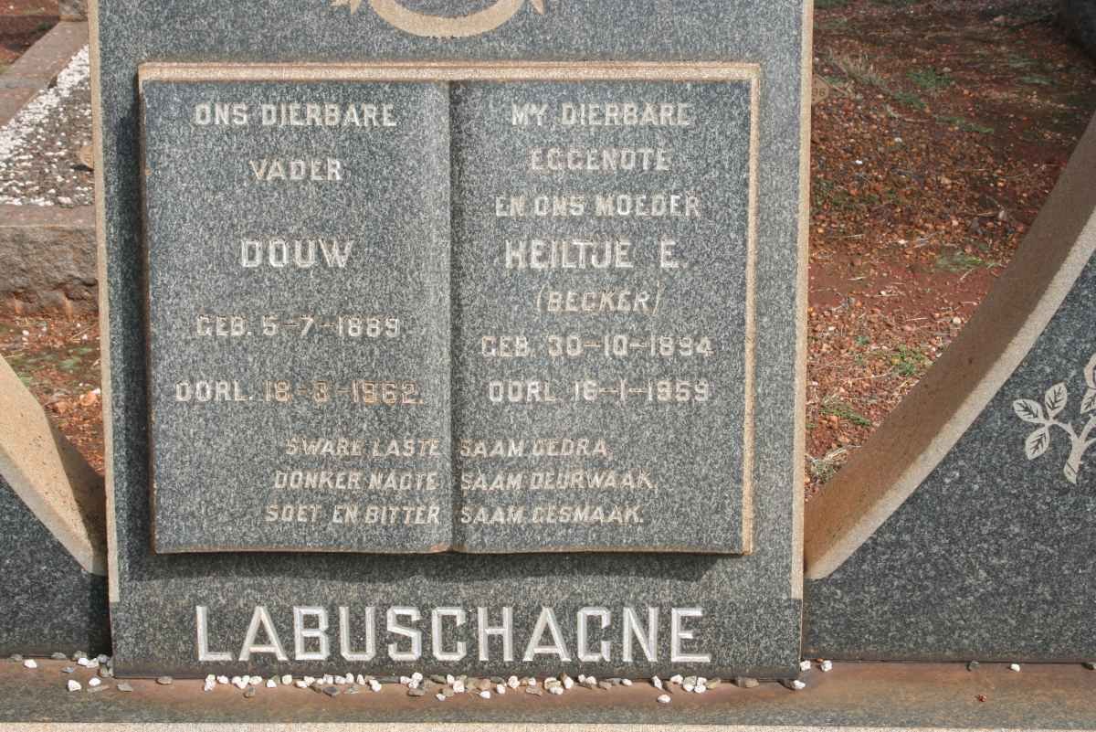 LABUSCHAGNE Douw 1889-1962 &amp; Heiltje E. BECKER 1894-1959