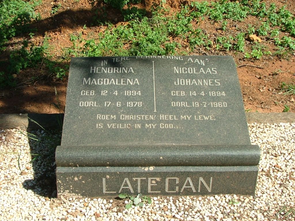LATEGAN Nicolaas Johannes 1894-1960 &amp; Hendrina Magdalena 1894-1978