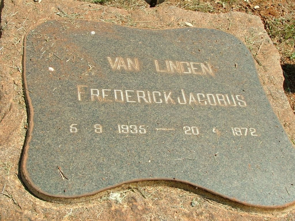 LINGEN Frederick Jacobus, van 1935-1972