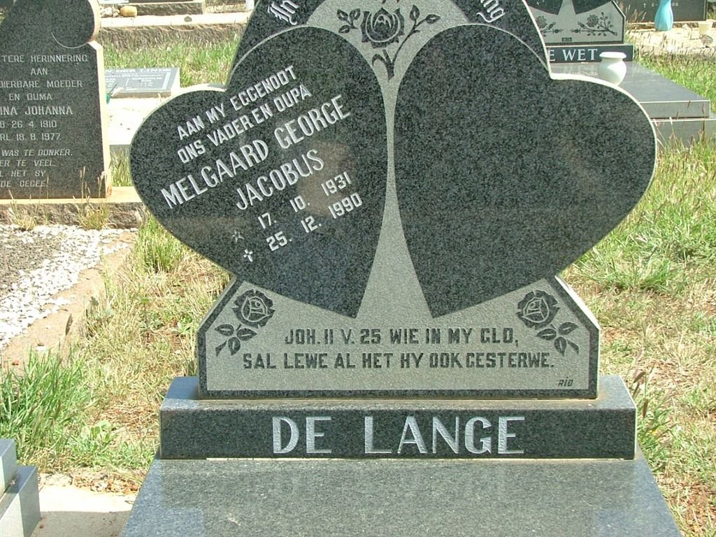 LANGE Melgaard George Jacobus, de 1931-1990